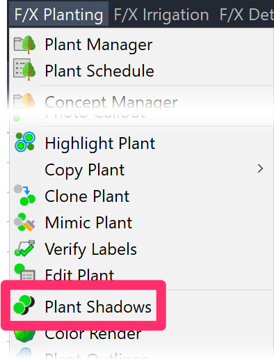 F/X Planting menu